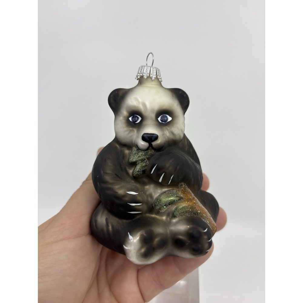 Old World Christmas Panda Bear with Bamboo Ornament